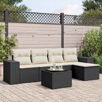vidaXL Salon de jardin 6 Pièces avec coussins noir résine tressée