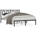 vidaXL Cadre de lit métal sans matelas avec tête de lit noir 140x200cm