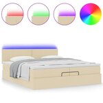 VidaXL Cadre de lit ottoman avec matelas crème 200x200cm tissu
