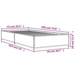 vidaXL Cadre de lit sans matelas chêne fumé 75x190 cm