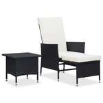 vidaXL Salon de jardin 2 Pièces avec coussins Résine tressée Noir
