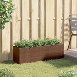 vidaXL Jardinière avec 3 pots marron 105x30x32 cm résine tressée