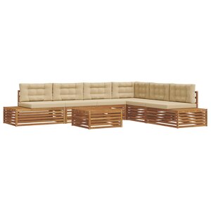 vidaXL 8 pc Ensemble de canapés d'extérieur Naturel et Beige