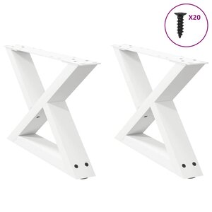 vidaXL Pieds de table basse 2 pièces Blanc 60 x (30-31 3) cm Acier