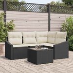 vidaXL Ensemble de canapé de jardin 5 Pièces Noir Poly rotin