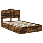 vidaXL Lit de Rangement Chêne fumé 120 x 200 cm Bois d'ingénierie