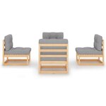 vidaXL Salon de jardin 4 Pièces avec coussins Bois de pin massif