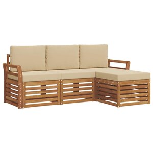 vidaXL Ensemble de canapés d'extérieur 4 Pièces Naturel et Beige