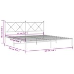 vidaXL Cadre de lit métal avec tête de lit blanc 183x213 cm
