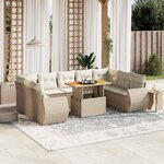 vidaXL Salon de jardin avec coussins 10 Pièces beige résine tressée