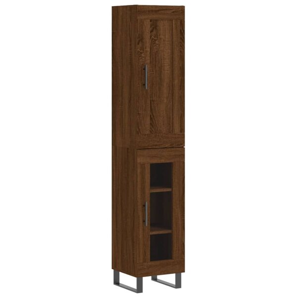 vidaXL Buffet haut Chêne marron 34 5x34x180 cm Bois d'ingénierie