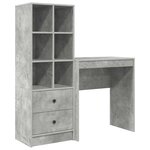 vidaXL Bureau avec tiroir avec étagère avec stockage 2 Pièces Gris béton