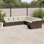 vidaXL Salon de jardin 10 Pièces avec coussins marron résine tressée