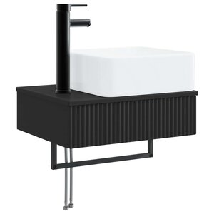 vidaXL Basin de lavage mural Noir 53 x 35 x 39 cm Bois d'ingénierie