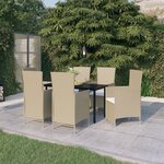 vidaXL Ensemble de salle à manger de jardin avec coussins 7 Pièces Beige