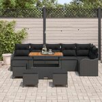vidaXL Ensemble de canapé de jardin 10 Pièces Noir polyrotin
