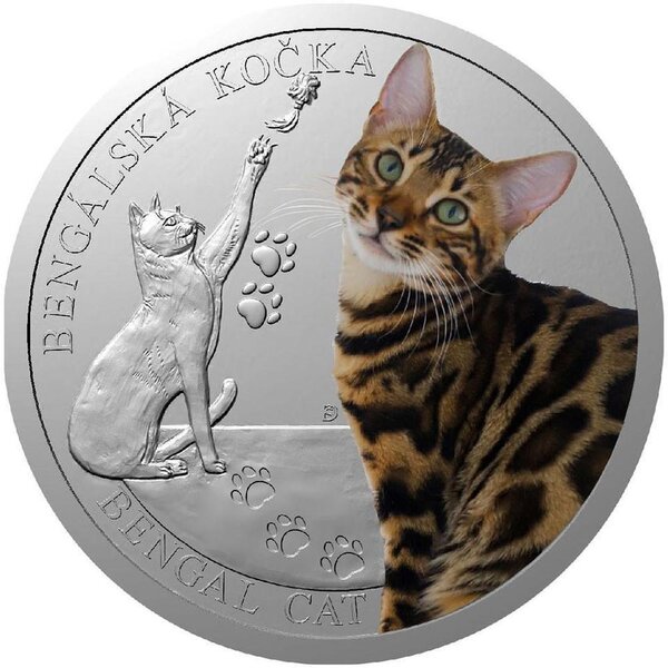 Pièce de monnaie en Argent 1 Dollar g 31.1 (1 oz) Millésime 2025 Cat Breeds BENGAL