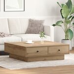 vidaXL Table Basse Chêne Artisan Placage  MDF 90 x 90 x 28 cm Rangement