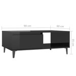vidaXL Table basse Noir brillant 90x60x35 cm Aggloméré