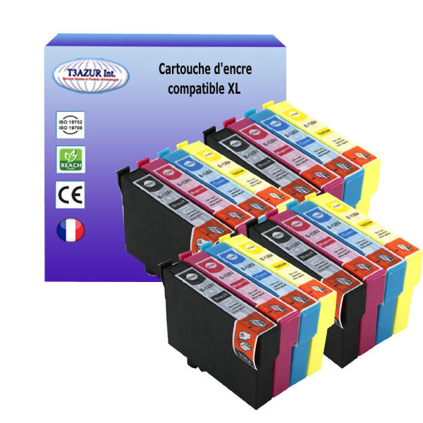 16 Cartouches Compatibles pour Epson SX425W, SX430W, SX435W, SX438W, SX440W, SX445W remplace Epson T1281 T1282 T1283 T1284  - T3AZUR