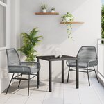 vidaXL Ensemble de salle à manger de jardin 3 pièces avec coussins Gris en poly rotin