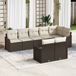 vidaXL Ensemble de canapé de jardin 8 Pièces Marron  blanc Poly rotin