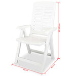 vidaXL Chaises inclinables de jardin 6 Pièces Plastique Blanc