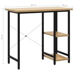 vidaXL Bureau d'ordinateur Noir et chêne clair 80x40x72cm MDF et métal