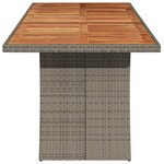 vidaXL Table de jardin et dessus en bois d'acacia gris résine tressée