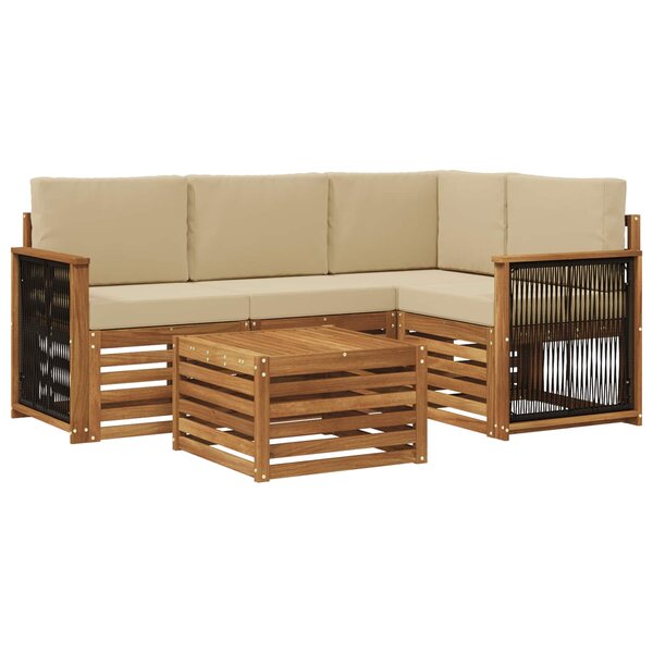 vidaXL Ensemble de canapés d'extérieur 5 Pièces Naturel et Beige