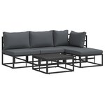 vidaXL Ensemble de canapé de jardin avec coussin 5 Pièces Noir Aluminium