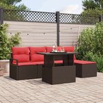 vidaXL Ensemble de canapé de jardin 6 Pièces Marron Poly rotin