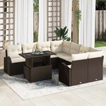 vidaXL Ensemble de canapé de jardin 9 Pièces Marron 100 x 55 x 73 cm
