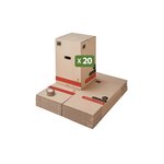 Pack and Move - Lot 20 Cartons Déménagement Premium - 40 X 40 X 60 Cm - Résistance 30 KG - Double Épaisseur - Poignées Renforcées - 1 Adhésif Offert