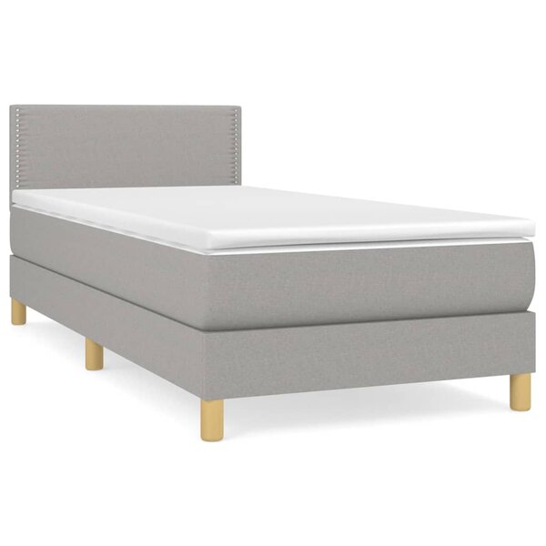 vidaXL Sommier à lattes de lit avec matelas Gris clair 90x200 cm Tissu