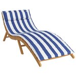 vidaXL Coussin de chaise longue rayures bleues/blanches 180x60x4 cm