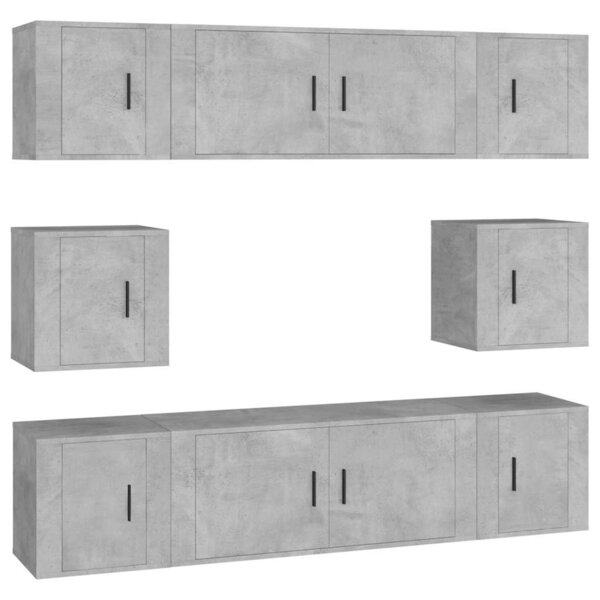 vidaXL Ensemble de meubles TV 8 Pièces Gris béton Bois d'ingénierie