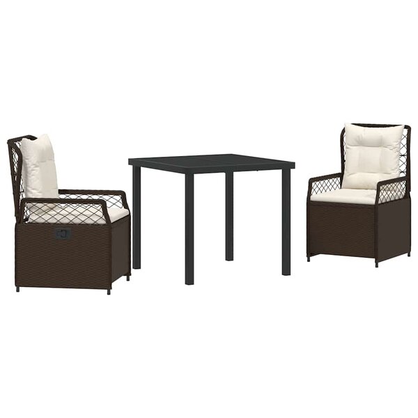vidaXL Ensemble de salle à manger pour jardin 3 Pièces Marron polyrotin