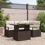 vidaXL Ensemble de canapé de jardin 5 Pièces Marron Poly rotin