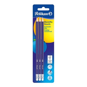 blister de 3 crayons avec gomme GP degré de dureté HB PELIKAN