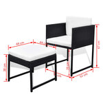 vidaXL Mobilier à dîner de jardin 9Pièces et coussins résine tressée noir