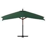 vidaXL Parasol de jardin en porte-à-faux avec mât en bois vert