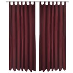 2 Pièces Rideau à Passant Micro Satin Bordeaux 140 x 175 cm