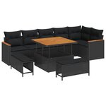 vidaXL Ensemble de canapé de jardin 9 Pièces Noir polyrotin