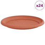 vidaXL Plateau à fleurs rond 24 Pièces Rouge brique Ø 27 x 2 5 cm