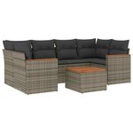 vidaXL Salon de jardin avec coussins 7 Pièces gris résine tressée