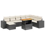 vidaXL Salon de jardin 9 Pièces avec coussins noir résine tressée