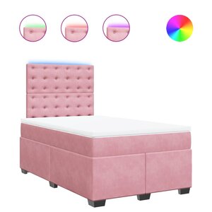 vidaXL Sommier à lattes de lit avec matelas rose 120x190 cm velours