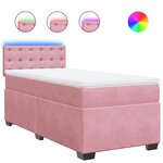 vidaXL Sommier à lattes de lit avec matelas Rose 90x200 cm Velours