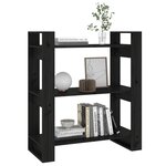 vidaXL Bibliothèque/Séparateur de pièce Noir 80x35x91 cm Pin solide